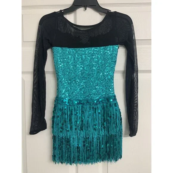 Weissman Dance Costume Sequin Fringe Size A/S - Picture 5 of 9